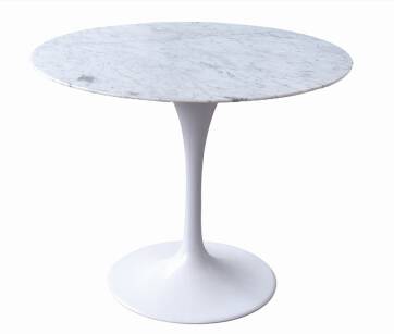 Stół okrągły metalowa podstawa TULIP MARBLE CARRARA 90 biały marmur