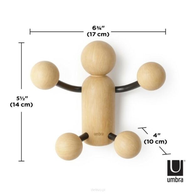 UMBRA wieszak ścienny WOODY WALL  HOOK czarny/naturalny