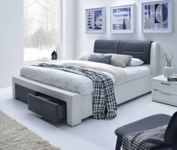 Łóżko z szufladami SANTINO II 160 biały-czarny