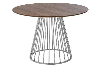 Stół okrągły chromowana podstawa GLAM WALNUT 110 cm orzechowy