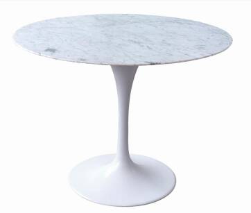Stół okrągły metalowa podstawa TULIP MARBLE CARRARA 100 biały marmur