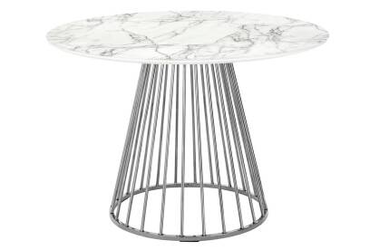 Stół okrągły chromowana podstawa GLAM MARBLE 110 biały marmur