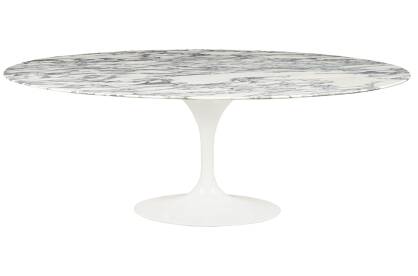 Stół owalny TULIP ELLIPSE MARBLE ARABESCATO biały marmur
