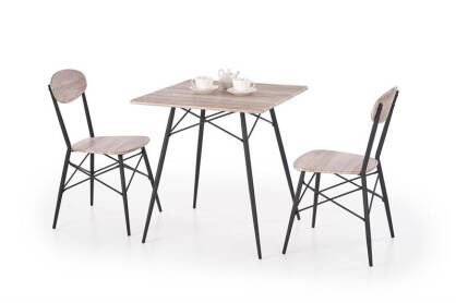Zestaw stół + 2 krzesła ATENY kwadrat, dąb san remo-czarny